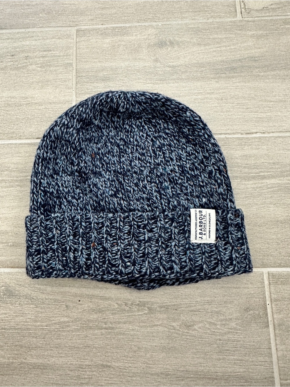 J. Barbour & Sons Whitfield Wool Beanie Blue Grey Made In England